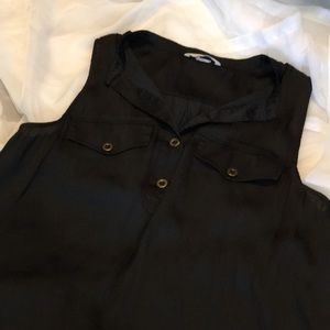H&M Black Silky Pocket Button Tank Top